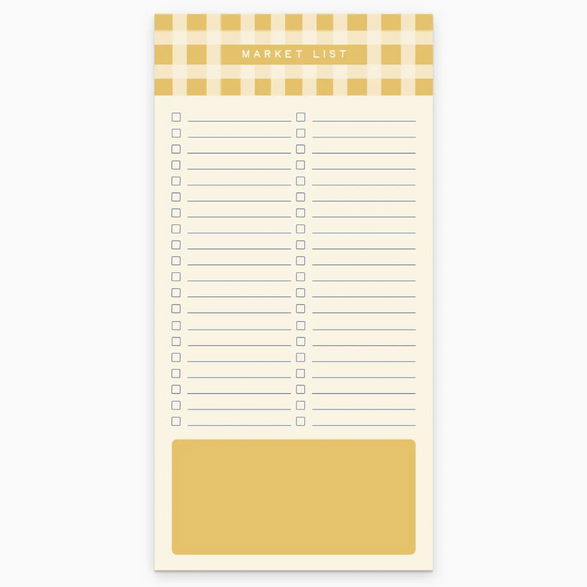 Gingham Pattern Market List Notepad