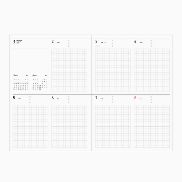 2026 Weekly Planner - Pink Gingham