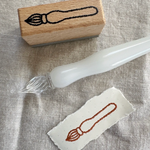 Glass Dip Pen Wooden Stamp