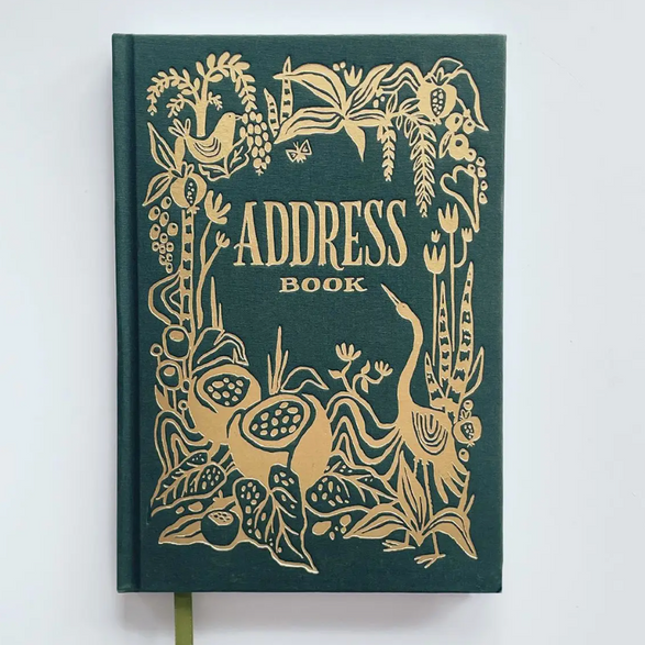 Green Floral Address Book