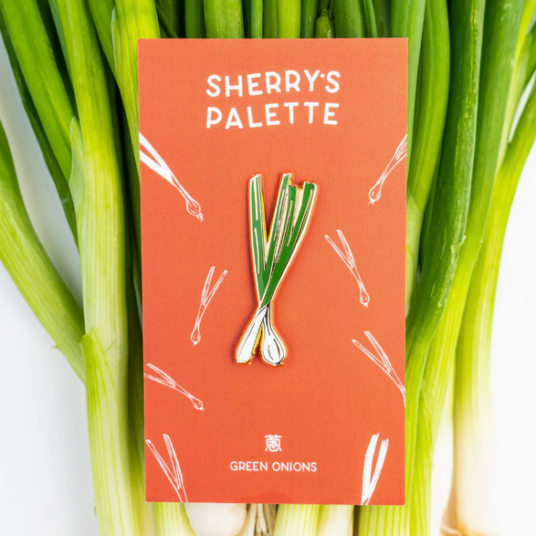 Green Onions Enamel Pin