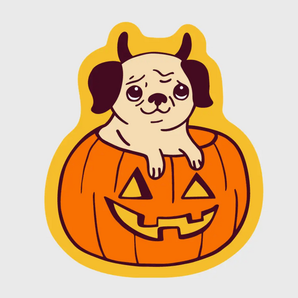 Pug Pumpkin Sticker