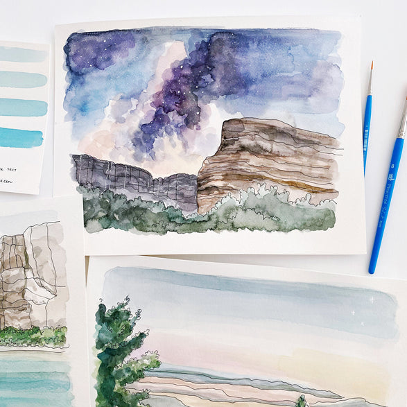 08.10.25 Intro to Watercolor Landscapes Workshop Ticket (In-Studio)