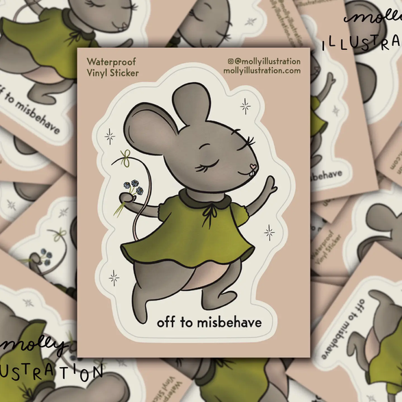 Off To Misbehave Mouse Sticker