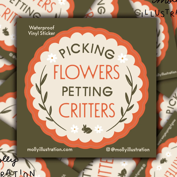 Picking flowers Petting Critters Sticker