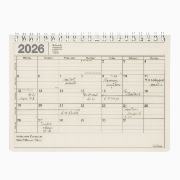 2026 Notebook Calendar - Ivory