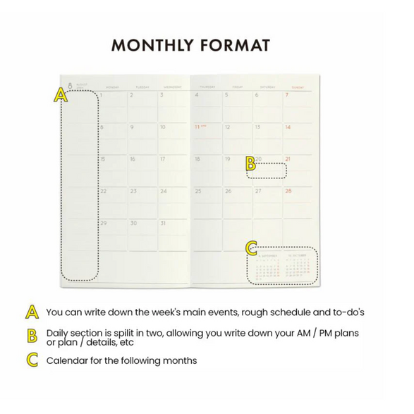 2025 Hightide Slim Monthly Planner: White (B6)