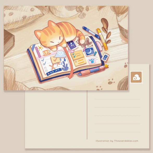 Journal Kitten Postcard