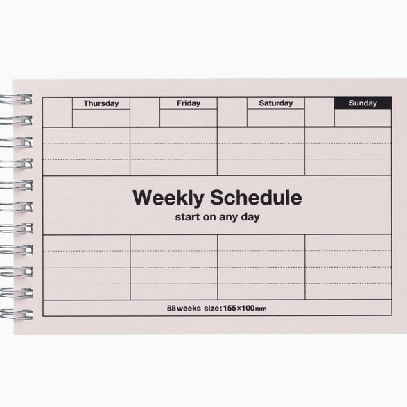 Undated Weekly Spiral Planner - Light Pink