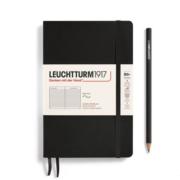 Leuchtturm Lined Pocket Notebook: Black (A6)