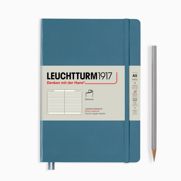 Leuchtturm Lined Notebook: Stone Blue (Softcover) - A5