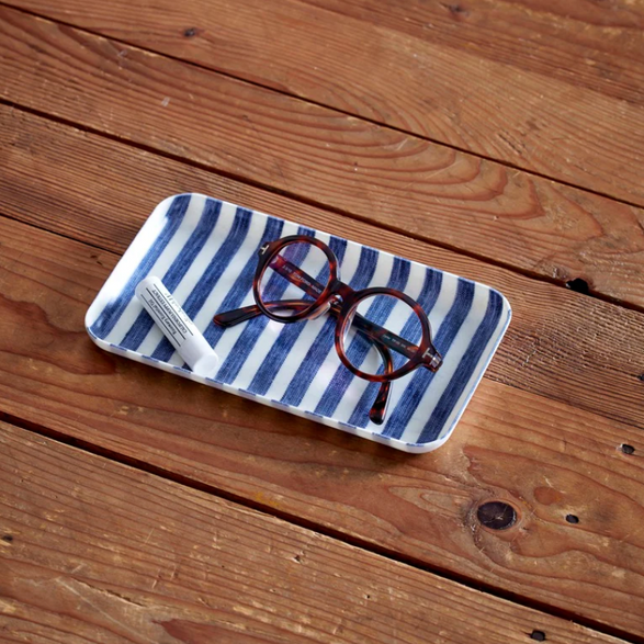 Linen Tray: Blue + White Stripes