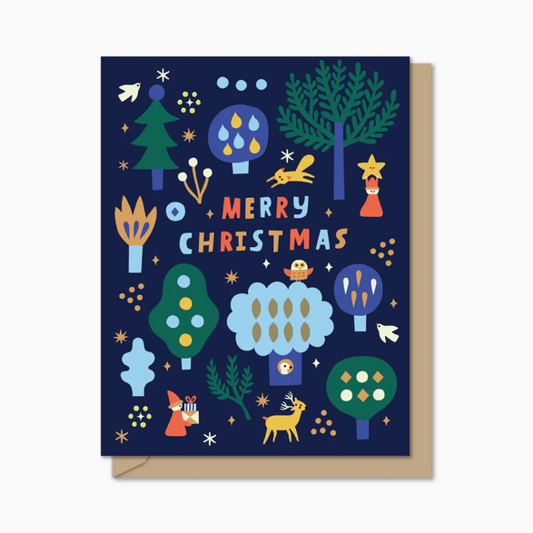 Navy Merry Christmas Forest