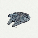 5x5 Art Print: Mini Millenium Falcon