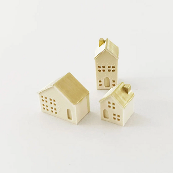 Mini Christmas Village Houses - Set of 3