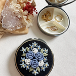 Mini Embroidered Trinket Case - Blue Roses