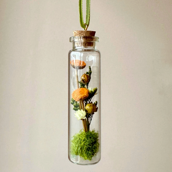 Mini Orange Mix Glass Terrarium Ornament