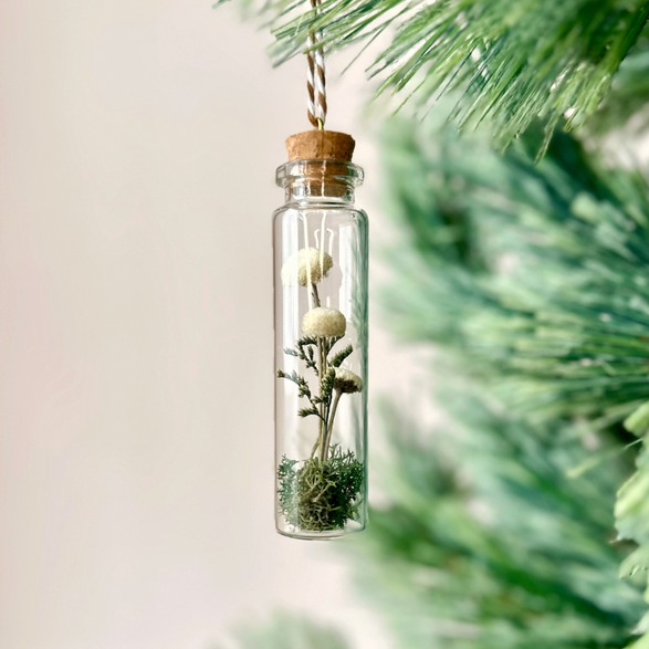 Mini White Glass Terrarium Ornament