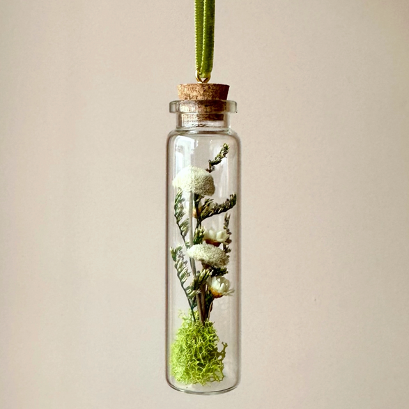 Mini White Mix Glass Terrarium Ornament