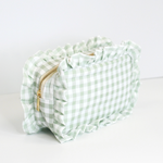 Mint Gingham Ruffle Pouch