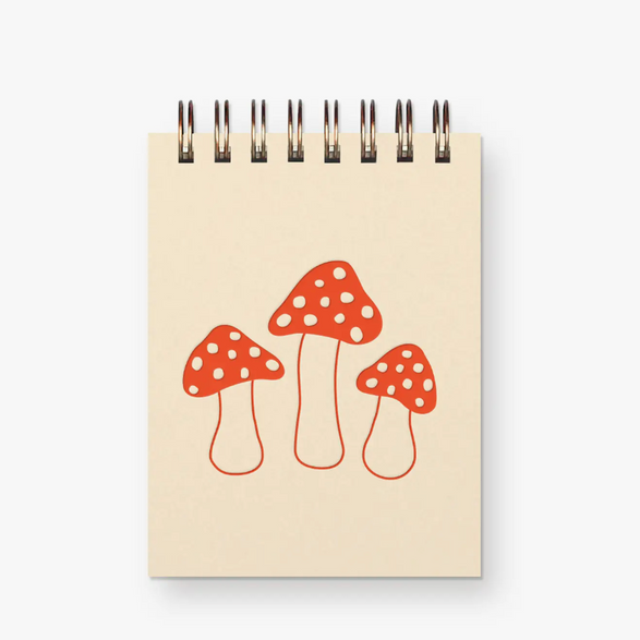 Blank Mini Notebook: White Mushroom Trio