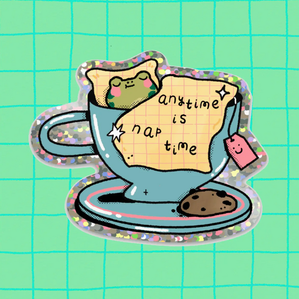 Nap Time Frog Sticker