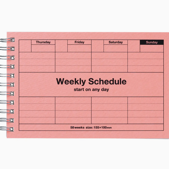 Undated Weekly Spiral Planner - Neon Pink