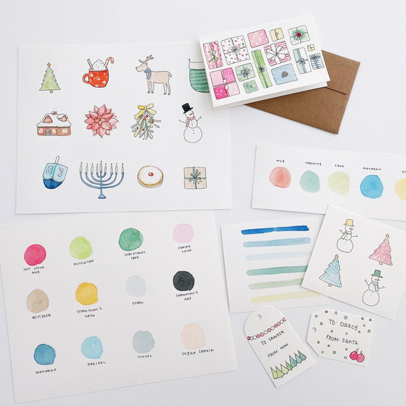 12.06.25 Winter + Holiday Watercolor Workshop Ticket (In-Studio)
