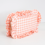 Peach Gingham Ruffle Pouch