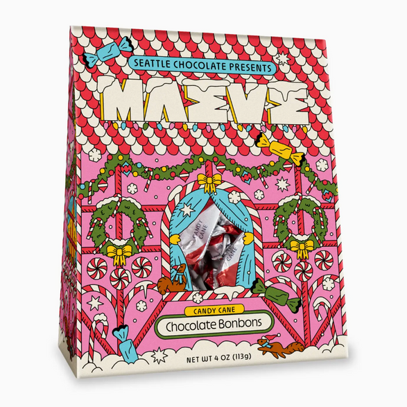 Candy Cane Chocolate Bonbons Box (4oz)