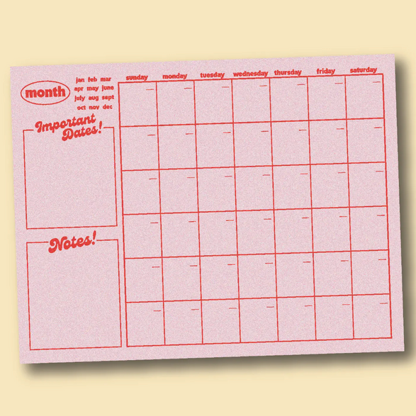 Pink Monthly Notepad