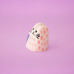 Tiny Pink Cat Ceramic Sculpture