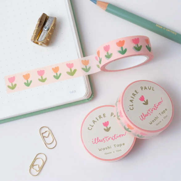 Pink Tulip Washi Tape (15mm)