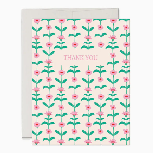 Pink and Green Floral Thank You