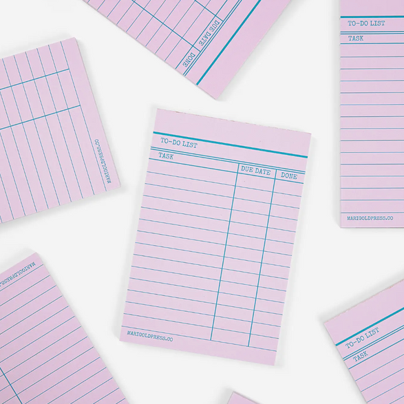 Pink Library Card Notepad