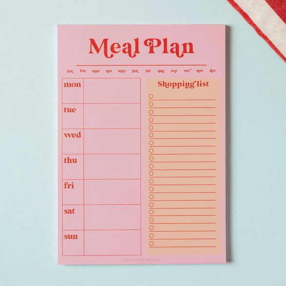 Pink and Red Weekly Meal Planner Notepad