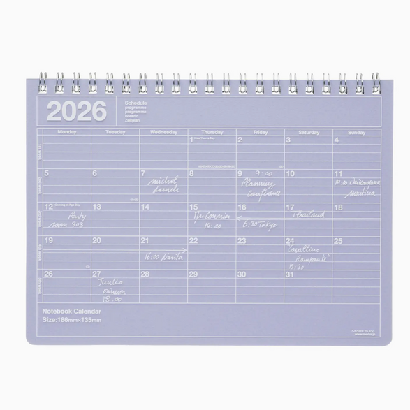 2026 Notebook Calendar - Purple