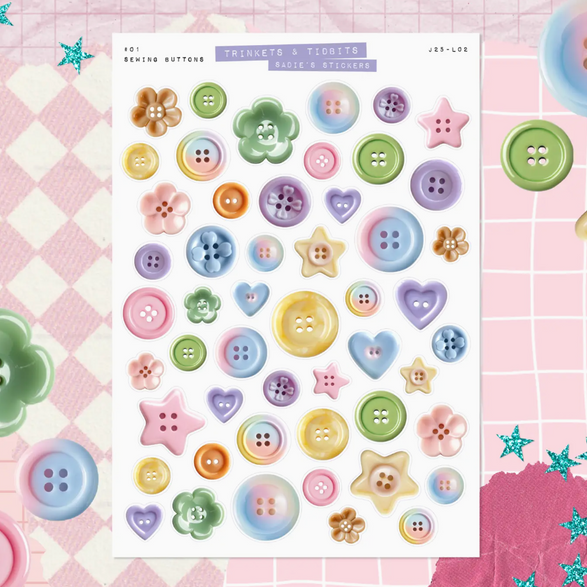 Sewing Buttons Sticker Sheet