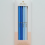 Slim Blue Pens: Set of 4