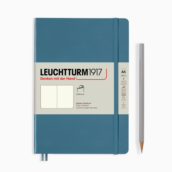 Leuchtturm Blank Notebook: Stone Blue (Softcover) - A5