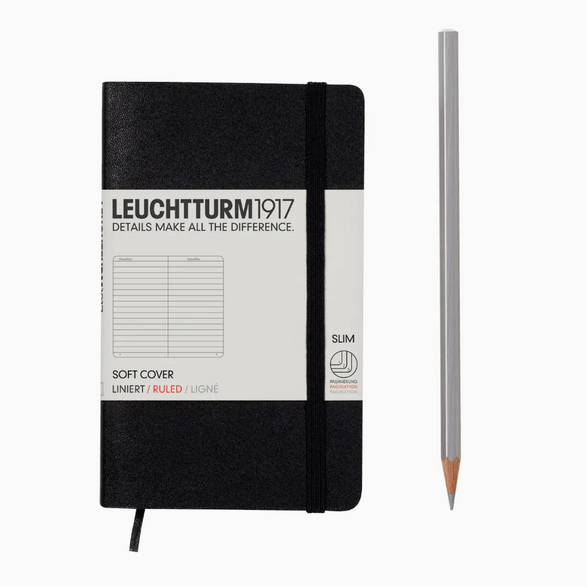 Leuchtturm Lined Pocket Notebook: Black (Soft Cover) - A6