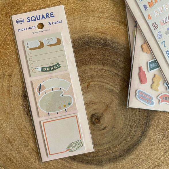Pink Square Sticky Notes Set