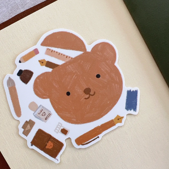Stationery Bear Notebook Sticker