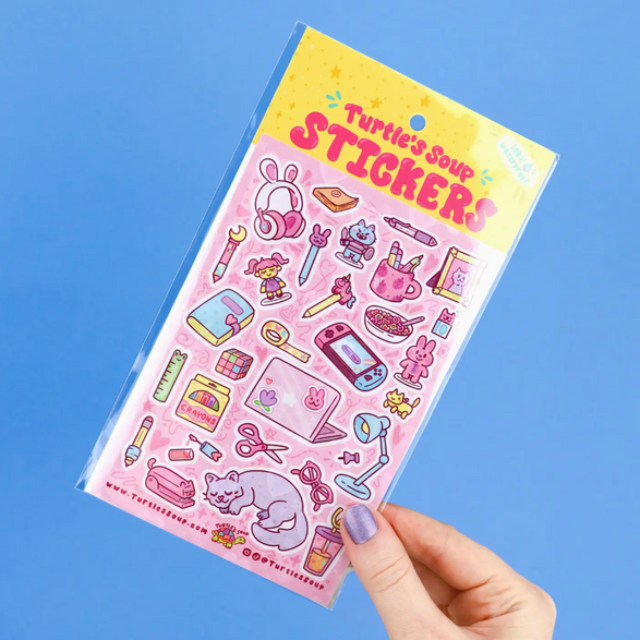 Cute Desk Supplies Sticker Sheet