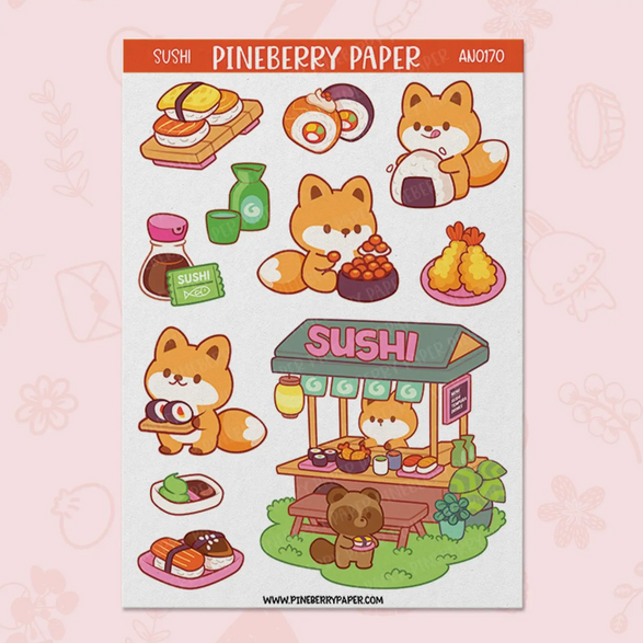 Sushi Fox Sticker Sheet