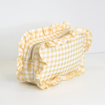 Light Yellow Gingham Ruffle Pouch