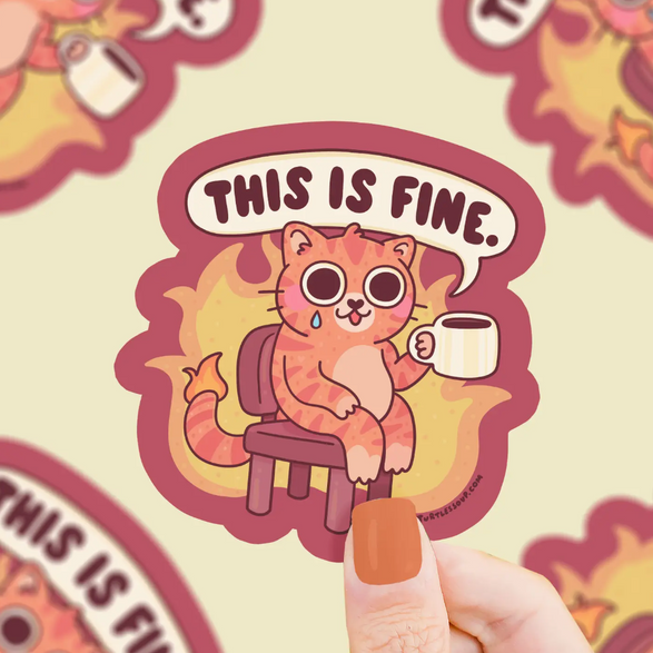 This Is Fine Cat Sticker