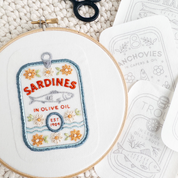 Tinned Fish Embroidery Design Pack