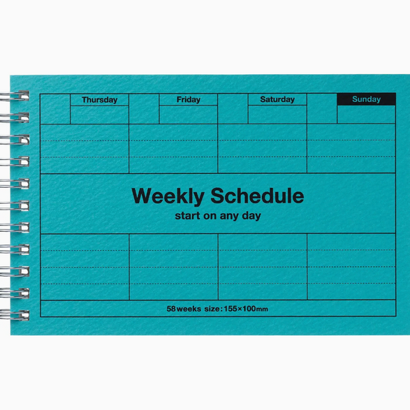 Undated Weekly Spiral Planner - Turquoise