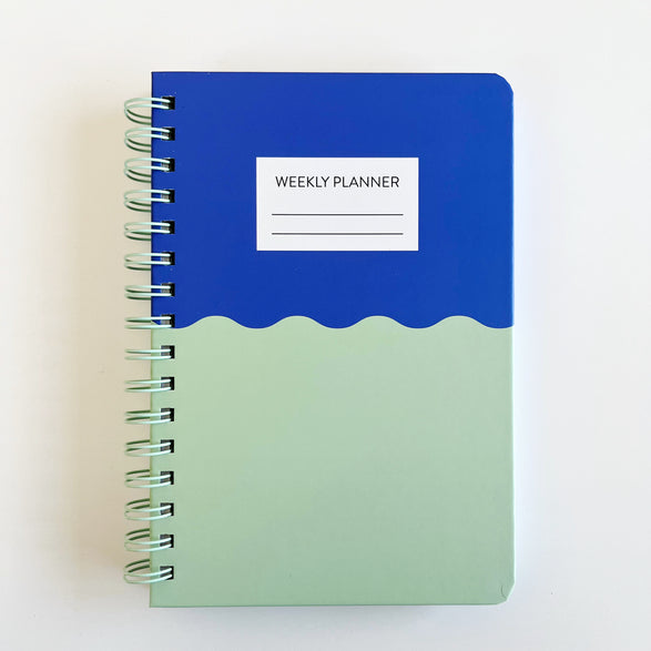 Blue + Mint Wavy Undated Weekly Planner